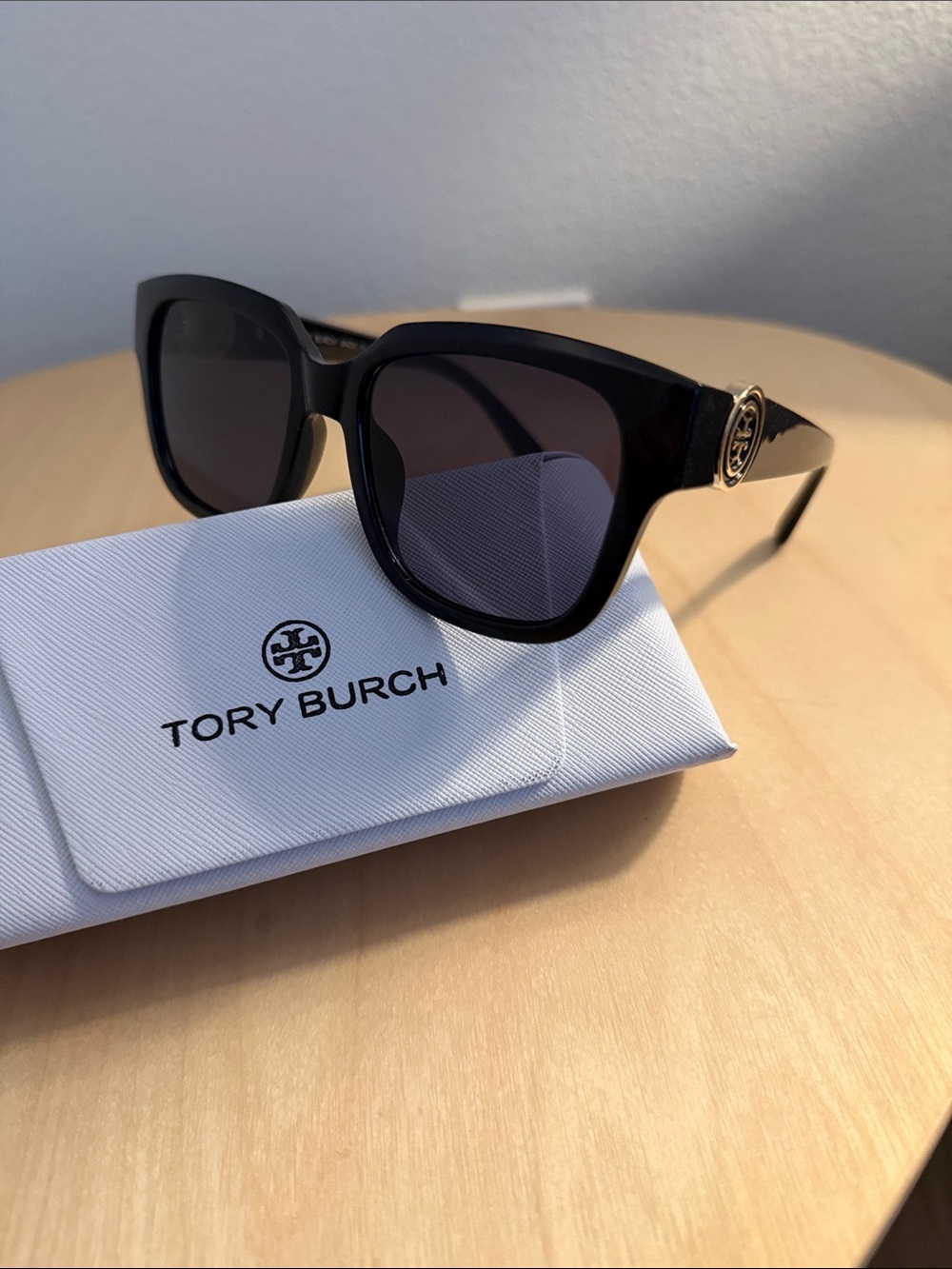 Tory Burch Black Sunglasses with Gold Logo Temples